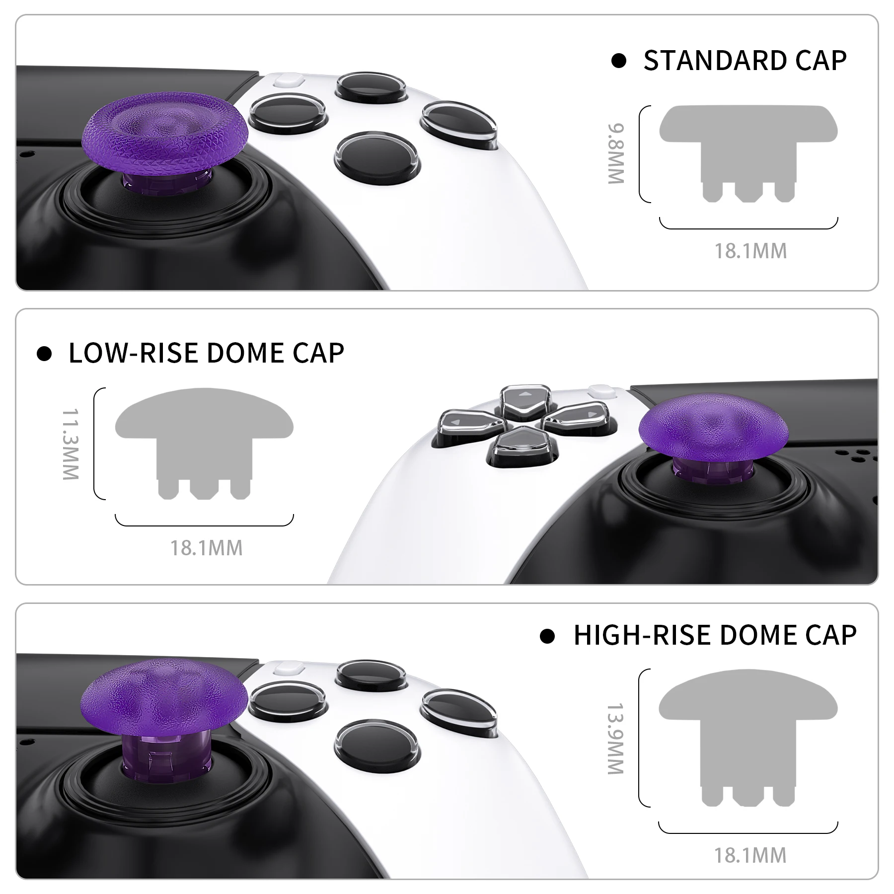 Thumbsticks de repuesto eXtremeRate para controlador ps5 Edge, botones de palanca de mando analógica - Púrpura atómico transparente - imagen 4