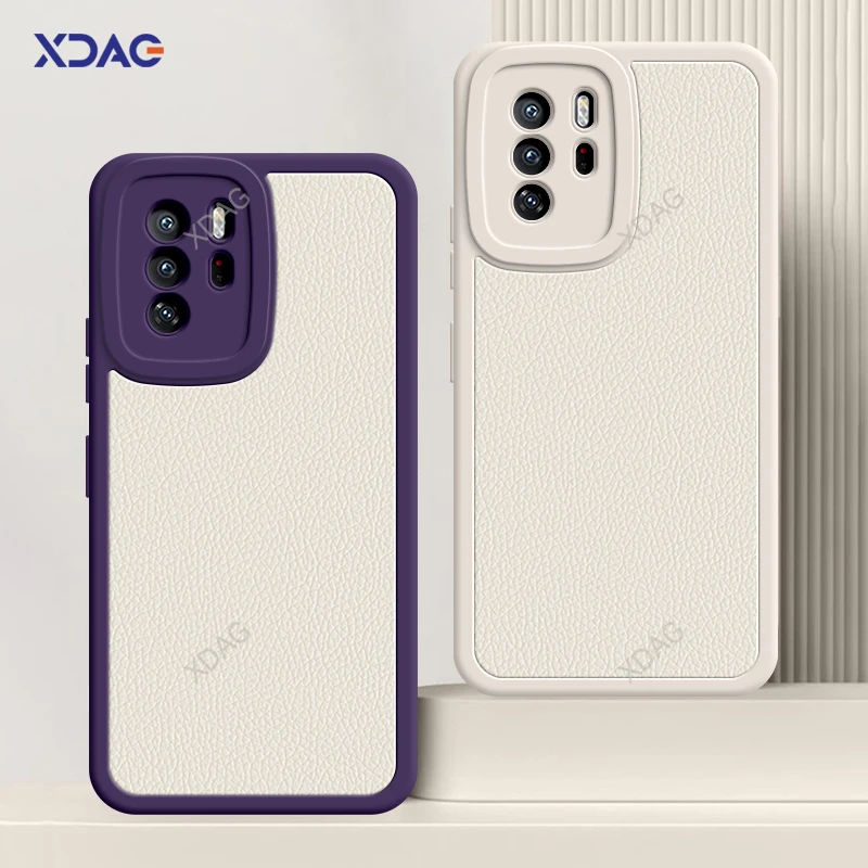 Funda de teléfono de lujo para Xiaomi PocoX3, Poco X3 GT X3GT 5G, cubierta trasera de piel de cordero clásica, accesorios de Funda con patrón de piel de lichi - imagen 5