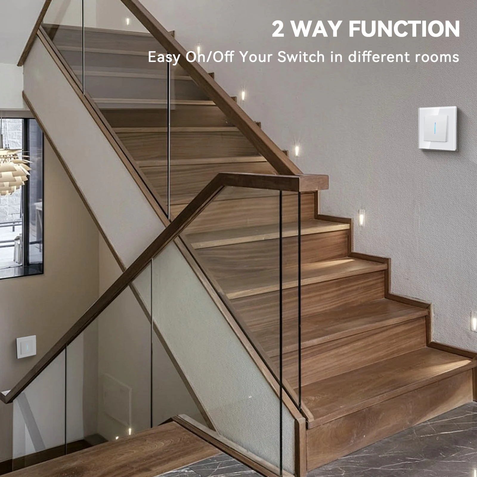 BSEED 1/2 interruptores de luz mecánicos interruptor de paso de 2 vías con enchufe de la UE USB tipo c indicador LED marcos de vidrio serie E - imagen 2