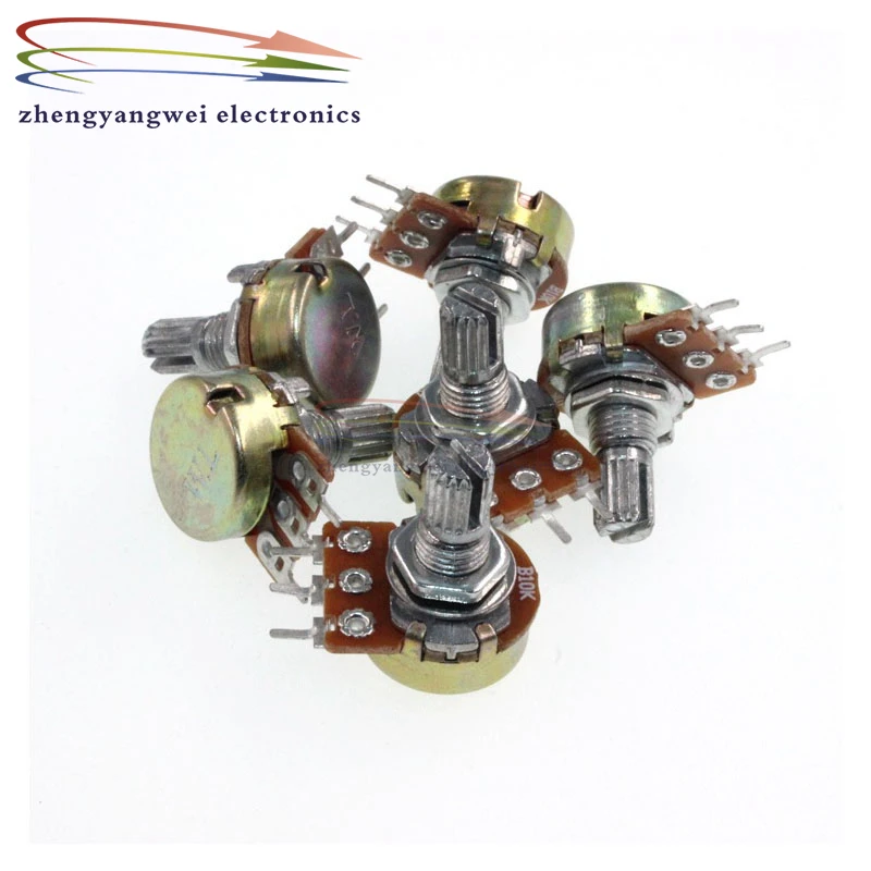 Potenciómetro 1K 2K 5K 10K 20K 50K 100K 250K 500K 1M, 2 piezas, WH148, 3 pines, 6 pines, 15mm, B1K, B2K, B5K, B10K, B20K, B50K, B100K, B250K, B1M - imagen 4