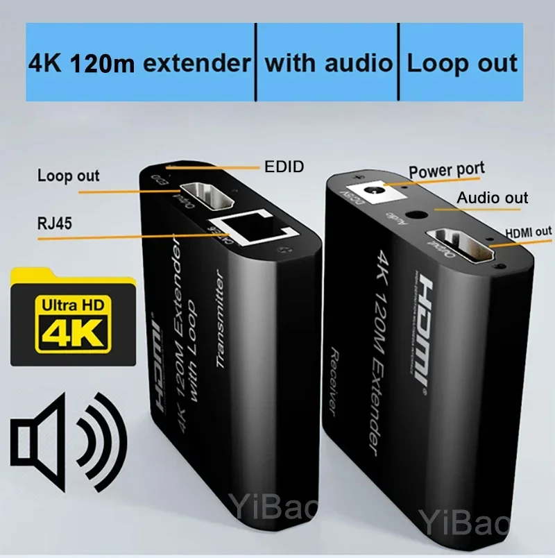 Extensor HDMI 4K de 120M con Audio en bucle Vs 1080p 60m, CAT5e Cable LAN/6 RJ45, EDID para PS4, PS5, PC, portátil a TV - imagen 2