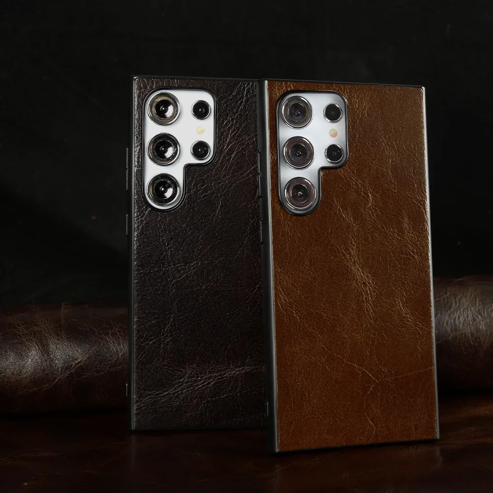 Funda de teléfono de cuero genuino Retro para Samsung Galaxy S24 Ultra S23 Plus S24Ultra S23Ultra S22Ultra S21FE fundas traseras de lujo - imagen 2