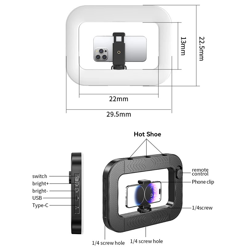 Anillo LED con Bluetooth para Selfie y Vídeo – Recargable Portátil