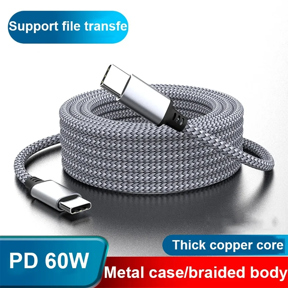 Cable USB C a tipo C PD 60W cargador rápido Cable de datos extendido Universal para IPhone Xiaomi Samsung cámara portátil 1M 2M 3M 5M 8M