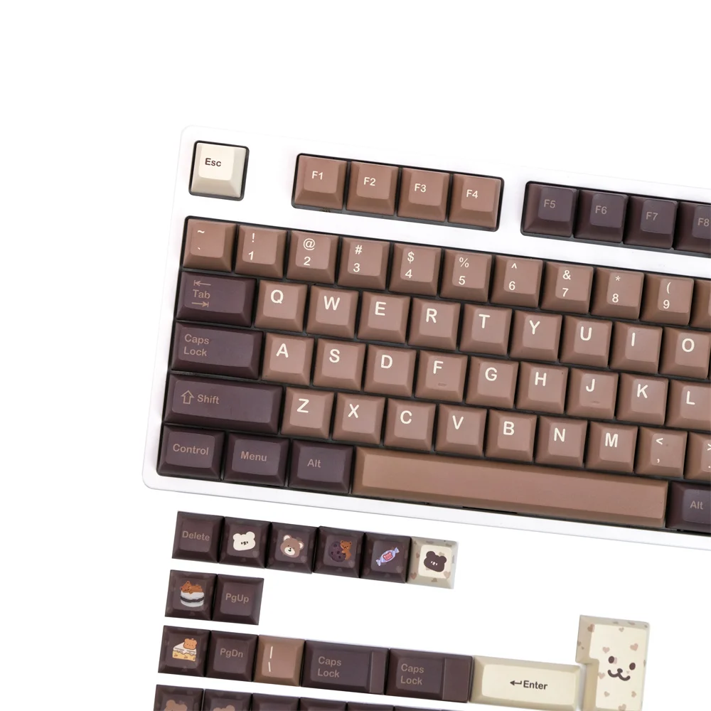 Teclas PBT Little Bear, 140 teclas, perfil KCA, subcama de tinte, entrada ISO, teclas personalizadas para teclado mecánico para jugar con interruptor cruzado - imagen 3