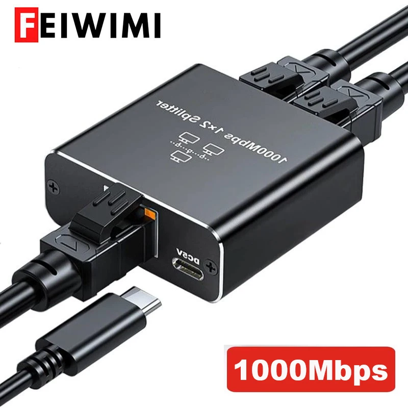 Divisor Gigabit Ethernet 1 a 2/3/4, 1000Mbps RJ45 LAN Divisor de Internet para computadora/Hub/Switch/Router/Set-Top Box/TV digital