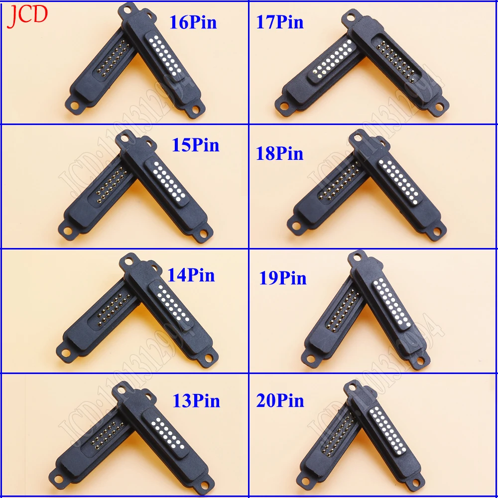 Pogopin macho y hembra resistente al agua, conector magnético con resorte, cuadrado con agujeros de tornillo Pogo, 13/14/15/16/17/18/19/20 pines - imagen 4