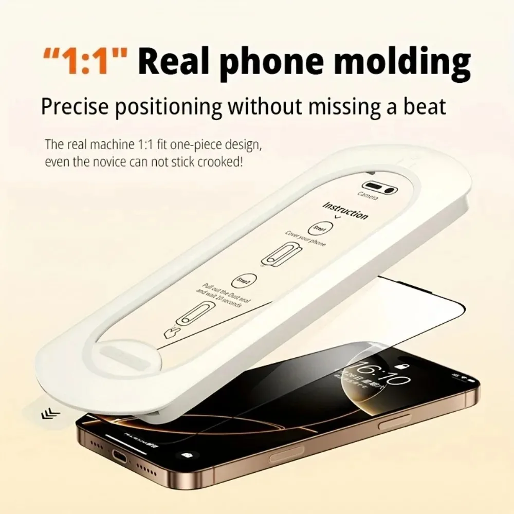 2 uds Protector de pantalla muy transparente para iPhone 16 15 14 13 Pro Max 14 15 Plus 12 11 Pro 16e X XR XS Max vidrio templado sin polvo - imagen 5