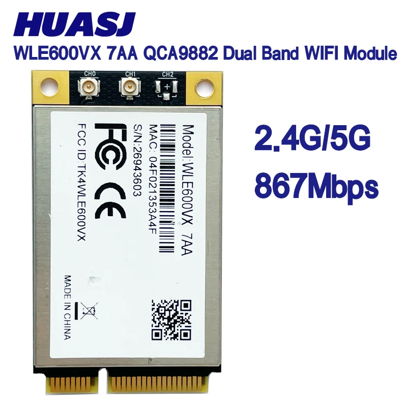 HUASJ WLE600VX 7AA QCA9882 tarjeta WIFI de doble banda mini PCI-E 802.11ac 2 × 2 MIMO módulo WIFI