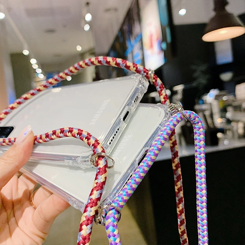 Funda con collar cruzado para OPPO Realme 8 X3 6 Pro X50 XT X2 Neo Lite 5 Find X5 Reno 3 cordón de cuerda correa de hombro funda de Airbag - imagen 4