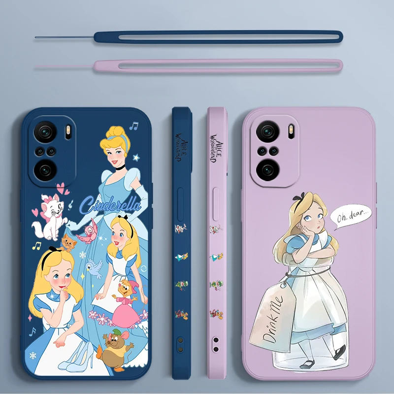 Funda de teléfono de Alicia en el país de las maravillas para Xiaomi Redmi Note 13, 12, 12Pro, 11, 11S, 11T, 10S, 10 Pro Plus, 5G, cuerda líquida izquierda - imagen 4