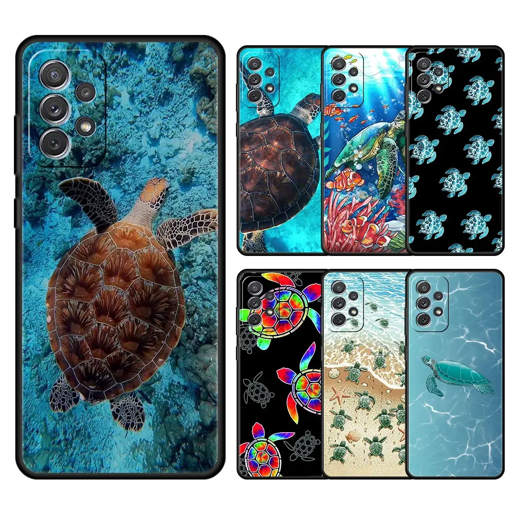 Preciosa funda de dibujos animados tortuga marina azul océano para Samsung A35 A55 A15 A13 A51 A71 A41 A31 A21S A03S A05 A23 A25 A33 A53 A73 5G - imagen 2