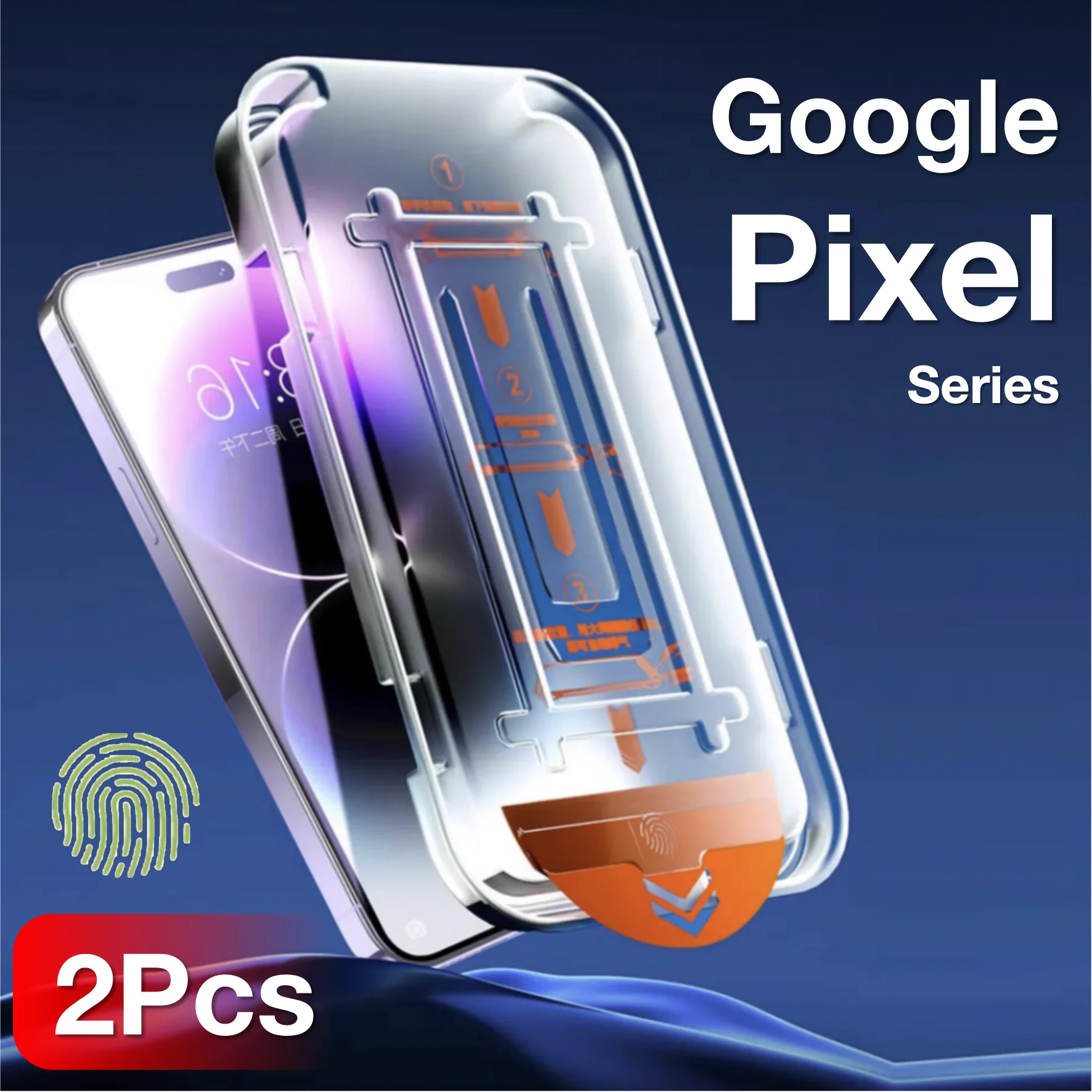 Protector de pantalla para Google Pixel 9 Pro XL 8A 8 9A 5G, accesorios de vidrio templado con huella dactilar, sin burbujas de polvo, Kit fácil, 2 uds. - imagen 2