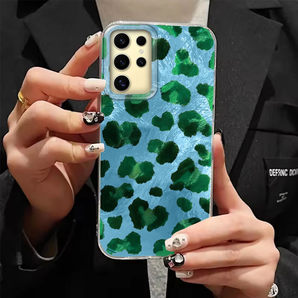 Funda de teléfono para mujer con estampado de leopardo rosa y verde para Samsung Galaxy S25 Edge S24 S23 S22 S21 S20 FE Plus Ultra Shell TPU - imagen 5