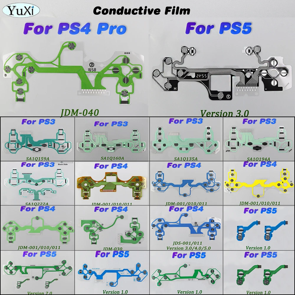 Placa de circuito de cinta de botón para PS3, PS4 Pro, PS5, JDS, JDM, 001, 011, 030, 040, 055, Cable flexible de teclado de película conductora, 1 unidad