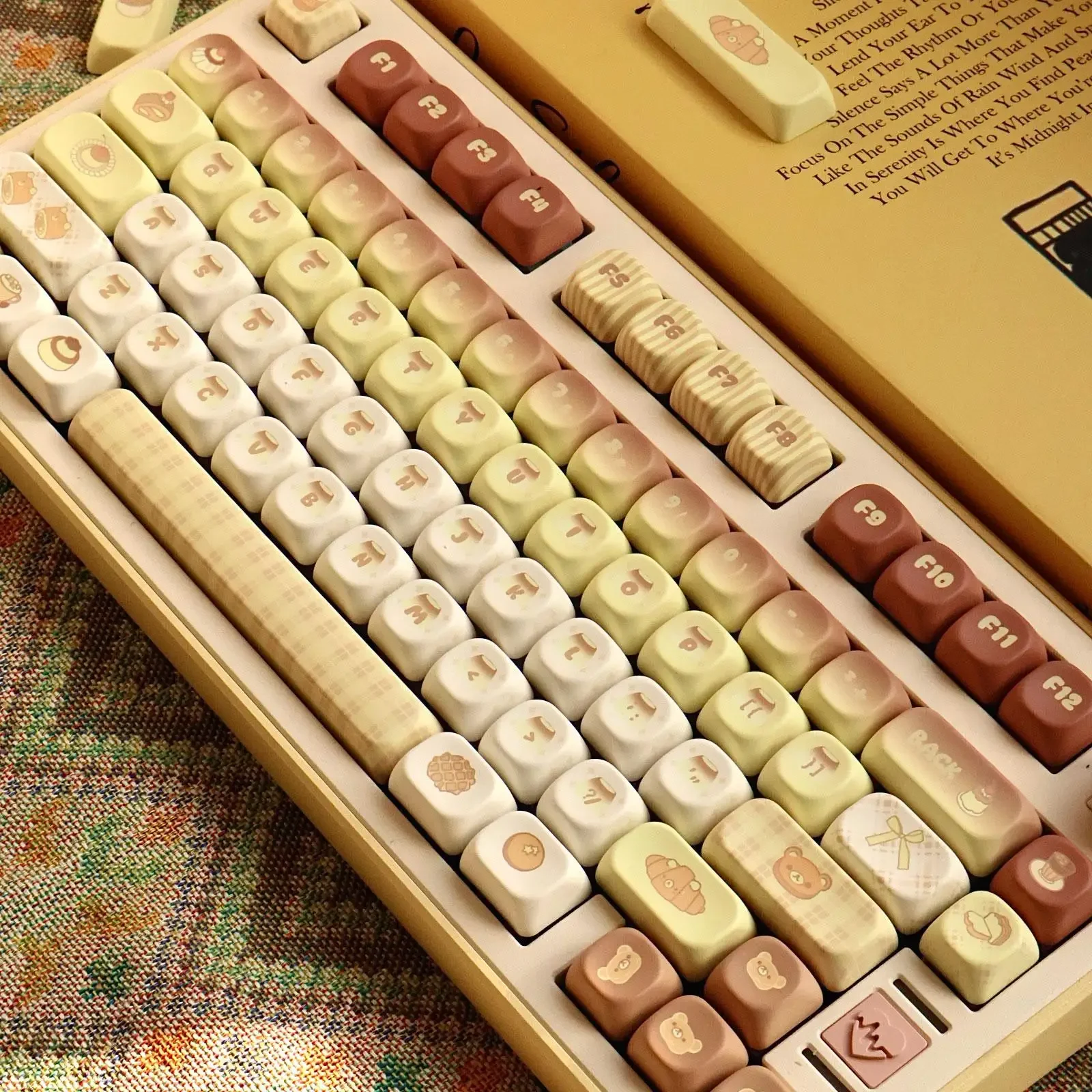 Keycap caramelo pudín cereza Moa Pbt luz lateral grabada para teclado mecánico Pbt sublimación completa de cinco lados Keycap
