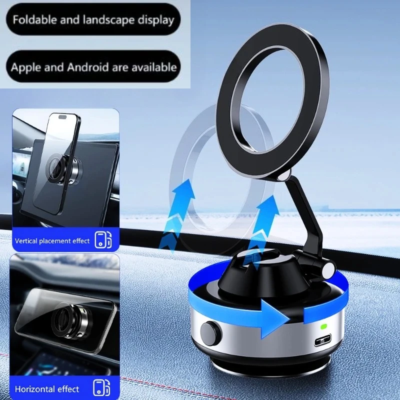 2025 nuevo X98 ventosa de vacío eléctrica soporte de teléfono de coche rotación fuerte soporte plegable magnético para iphone 12-16 Pro Xiaomi - imagen 3