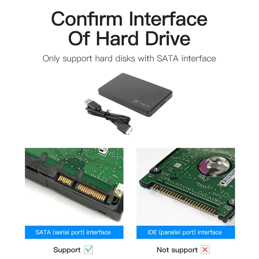 Carcasa de disco duro móvil de 2,5 "SATA a USB3.0, caja de almacenamiento externo para SSD, HDD con Cable ABS USB3.1/USB3.0/2,0 - imagen 5