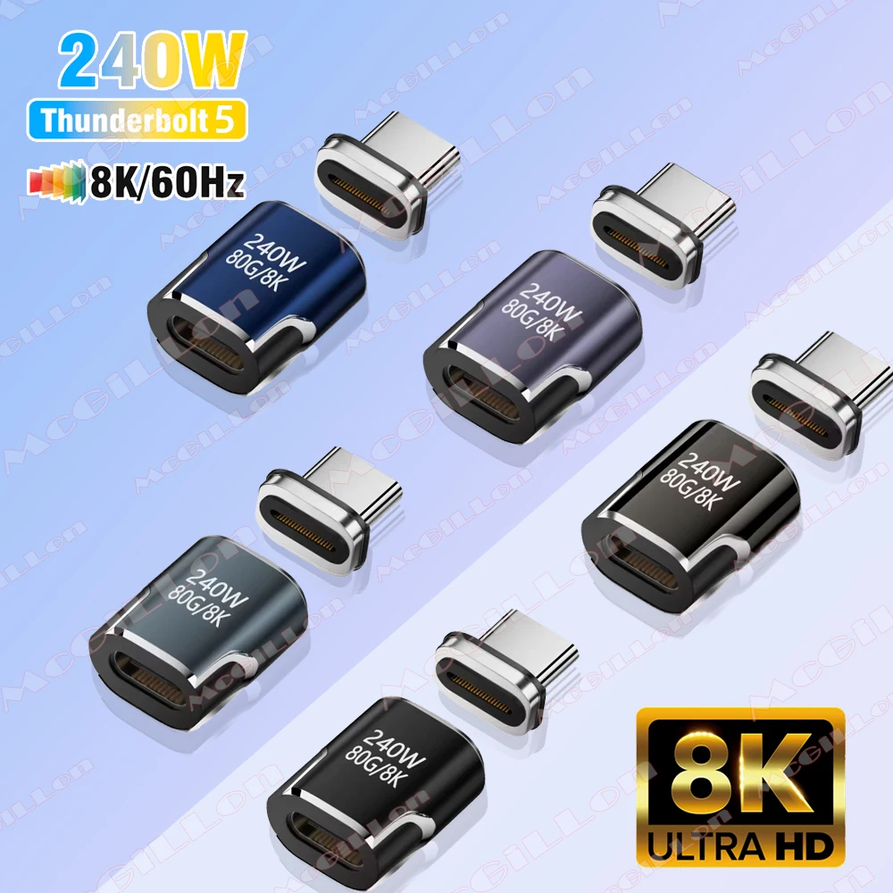 240W USB4.0 80Gbps Thunderbolt5 magnético tipo C OTG USB C a USB-C Cable convertidor magnético de carga rápida 8K @ 60Hz adaptador USB tipo C - imagen 2