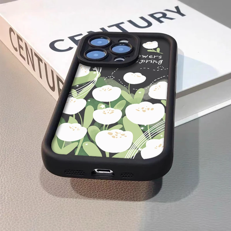 Funda de silicona para teléfono Samsung Galaxy, carcasa con diseño de flor de tulipán blanco y rosa para S24 Ultra S23 FE S22 S21 Plus FE A54 A34 A14 A73 A53 A33 5G - imagen 3