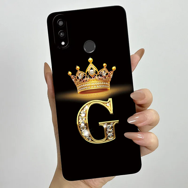 Para Huawei Y9 (2019) JKM-L21 JKM-L22 JKM-LX3 corona letra inicial pareja teléfono funda trasera funda protectora de lente de silicona suave - imagen 2