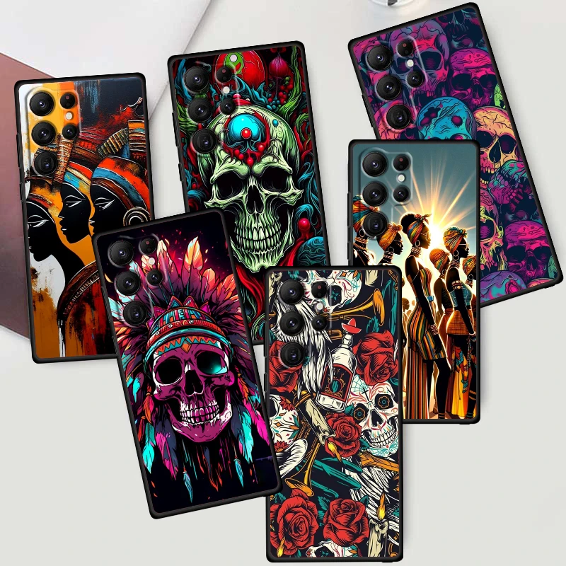 Funda de teléfono negra con calavera terrorífica, Ghost Cool para Samsung Galaxy S24, S23, S22, S21, S20 FE, S10, S10E Plus, Ultra Pro Lite, 5G