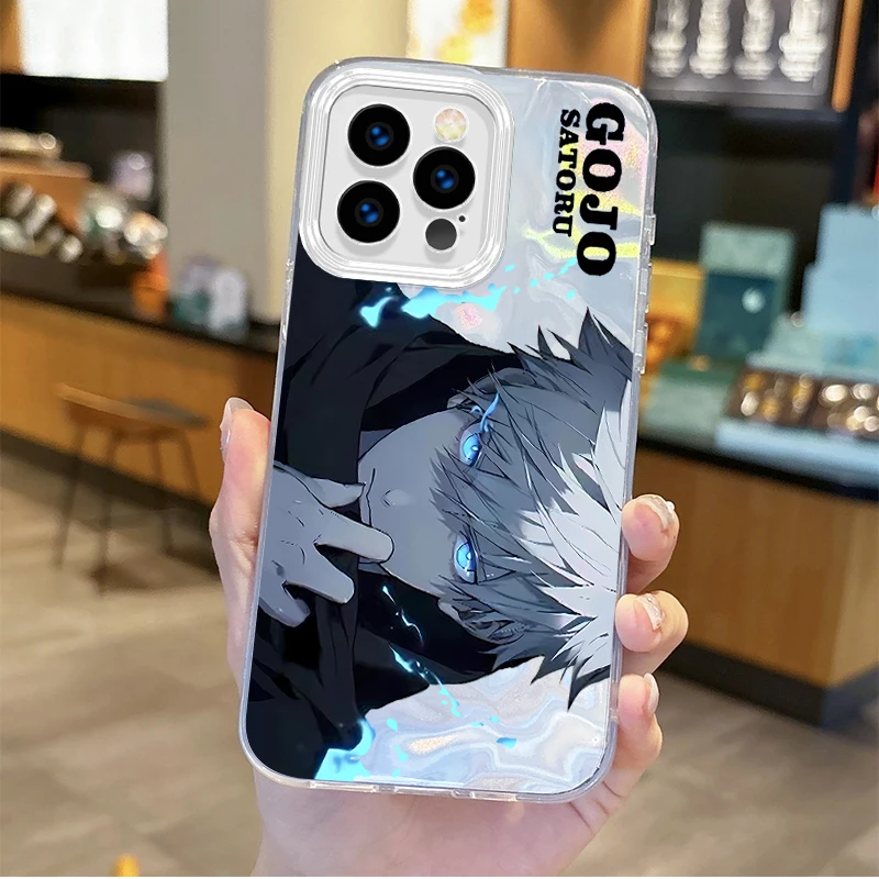 Funda de teléfono de Anime Jujutsu Kaisen Satoru Gojo Gradient para iPhone 16, 15, 14, 13, 12, 11, 8, 7, 6 Pro Max Plus, XS, XR, cubierta dura a prueba de golpes - imagen 4