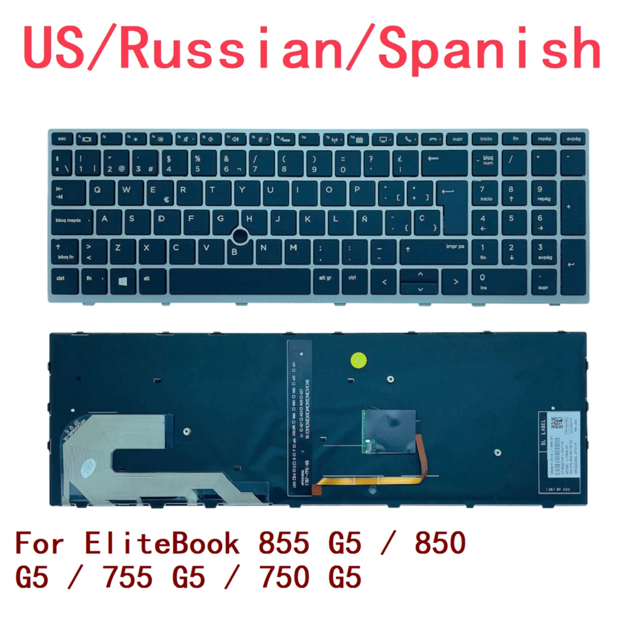Teclado retroiluminado para ordenador portátil HP EliteBook 855, G5/850, G5/755, G5/750, G5, G5, G5, nuevo