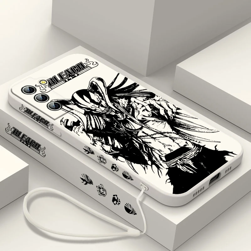 Funda de teléfono Anime BLEACH Kurosaki Ichigo para Samsung Galaxy S24, S23, S22, S21, S20 Pro FE Plus, Ultra Liquid Left Rope Cover - imagen 4