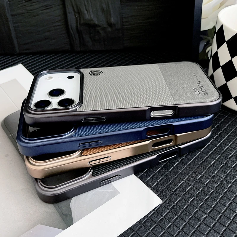 Para iPhone 17 Pro Max funda KIGC delicada piel de cuero PU PC TPU protección de lente cubierta de teléfono para iPhone 17 Pro - imagen 4