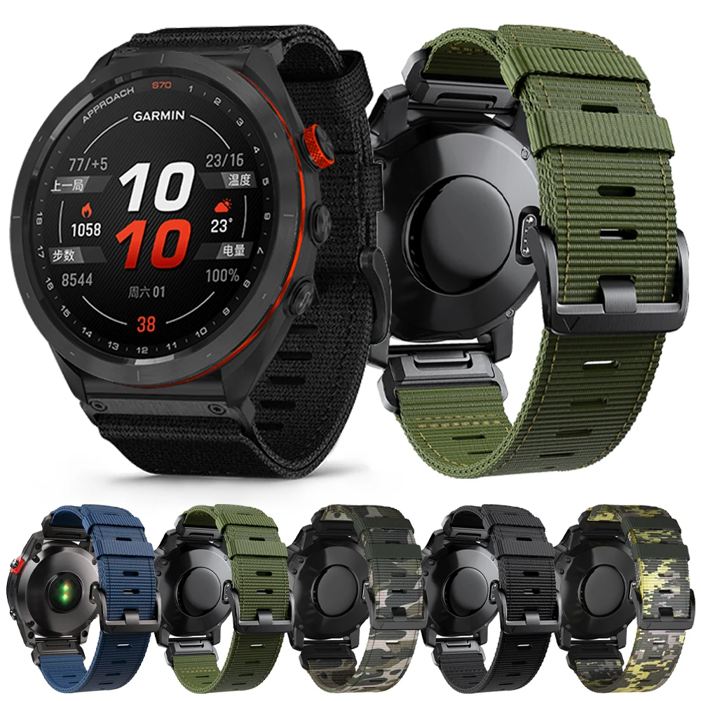 Correa de nailon de 22mm y 26mm para Garmin Forerunner 965 955 945, instinto 2X 2 45mm S70 S60 S62, bandas de lona resistentes de ajuste rápido para exteriores