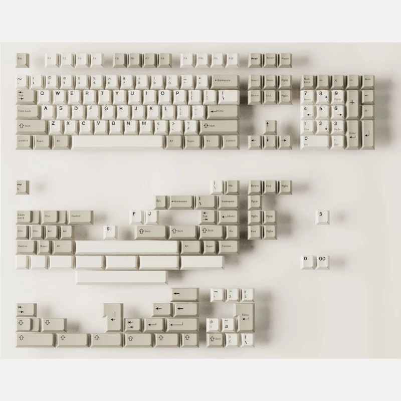 Juego de teclas con tema Beige SW, teclas de doble disparo para teclado mecánico, teclas personalizadas para teclado de oficina y juegos