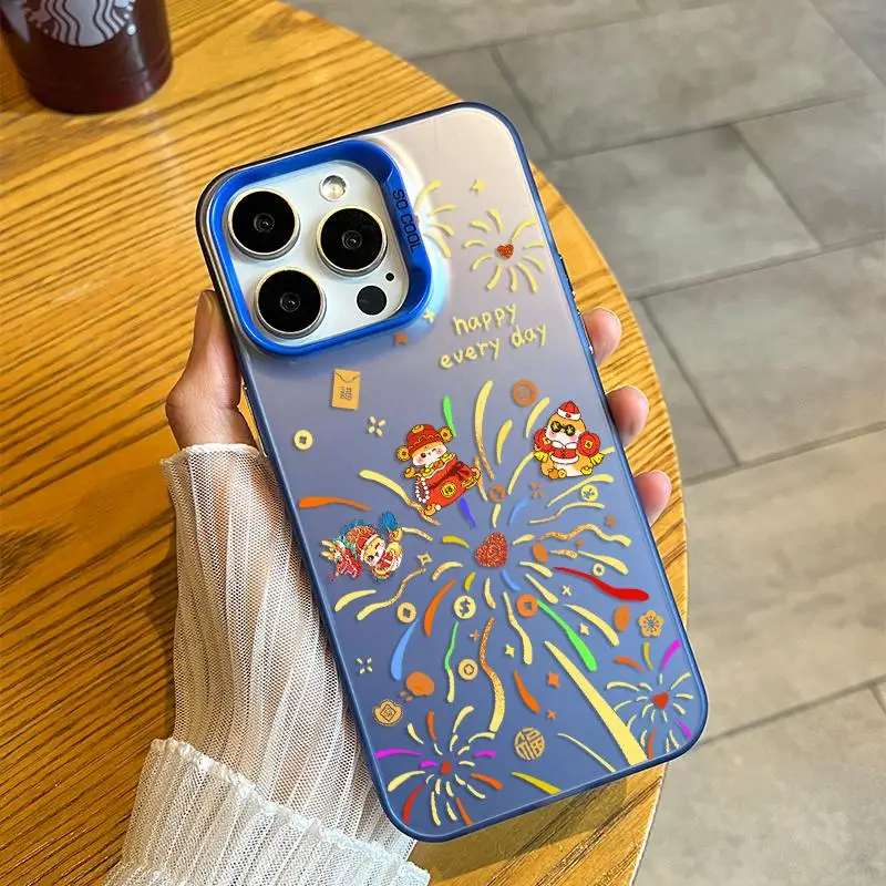 Colorful Fireworks Acrylic Phone Case for iPhone 16E 15 Pro 14Pro Max 13 Mini 15 Plus Screen Protector Casing Shockproof Cover - imagen 4