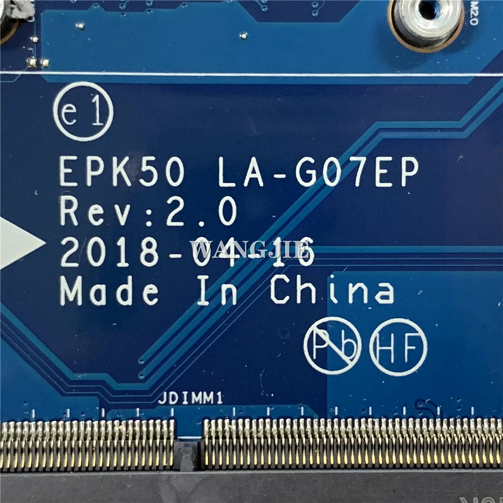 Para la placa base del ordenador portátil HP 15-DA con CPU SR3LC I7-8550U DDR4 L20371-601 L20371-001 EPK50 LA-G07EP 100% completamente probado - imagen 3