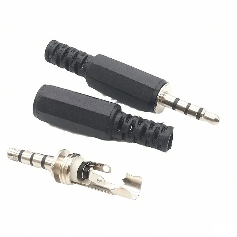 Conectores de Audio mono de 4 polos, 2/5/10 Uds., 3,5mm, enchufe Jack, adaptador macho para auriculares, enchufe macho, terminales de cable C5 - imagen 3