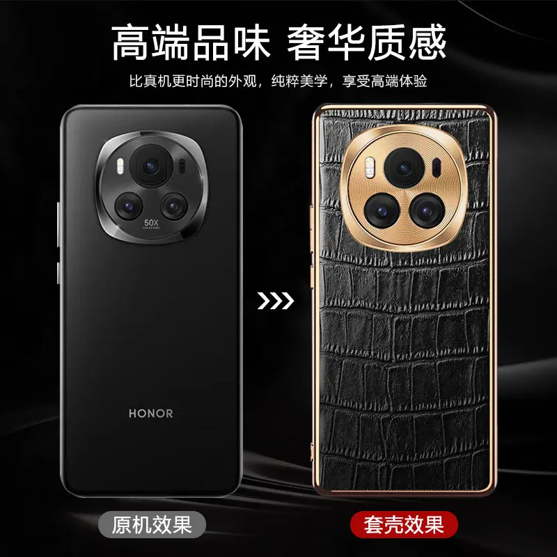 Funda de teléfono móvil para Honor Magic6 Pro, protección de lente, patrón de cocodrilo, cubierta galvanizada, parachoques para Huawei Honor Magic 6 Pro - imagen 5
