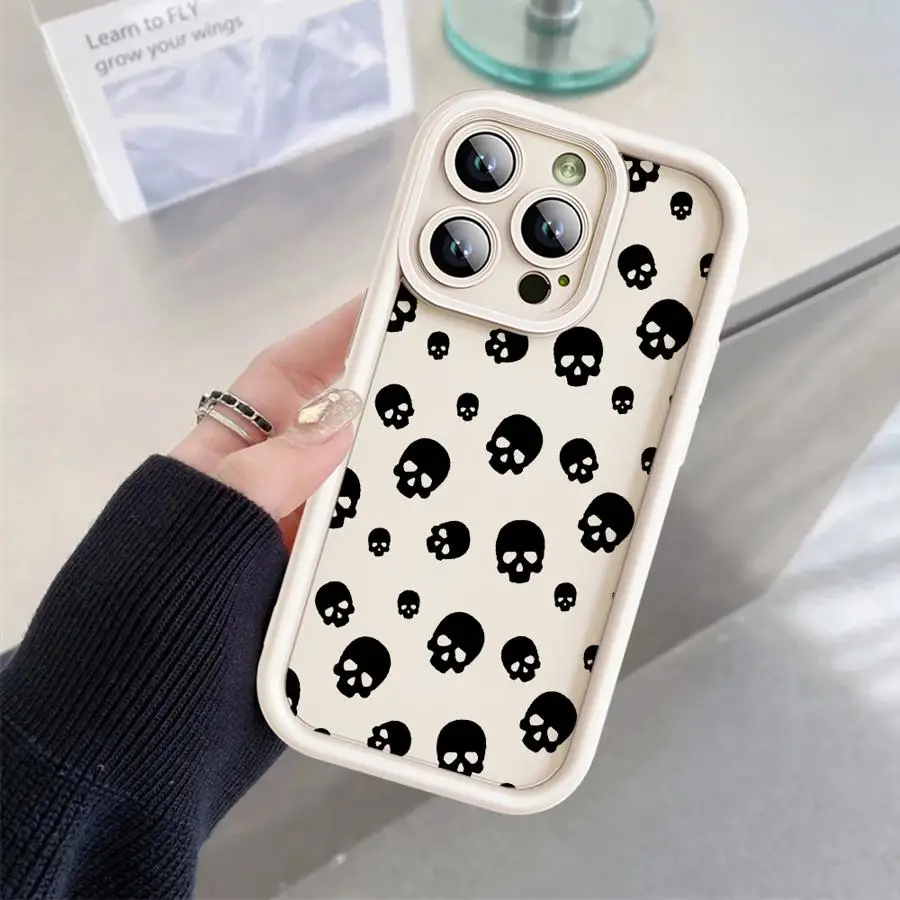 Funda de teléfono suave de TPU para Apple iPhone 16e 11Pro 14 16 Plus XS XR 12 Mini 15 Plus 13 Pro MAX 11 Skull Cool - imagen 4