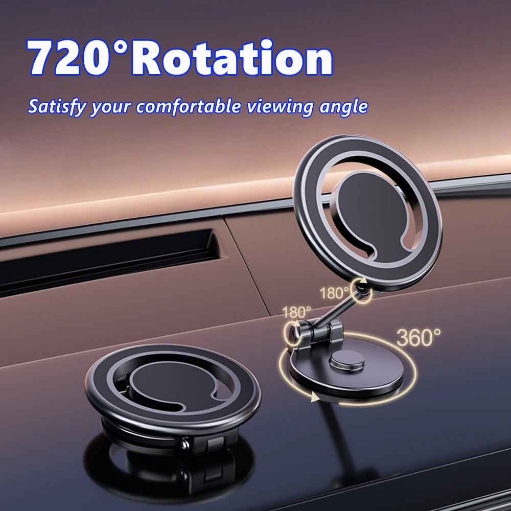 Soporte magnético plegable para teléfono de coche para iPhone 14, 13, 12, soporte Universal para salpicadero MagSafe con imán para Samsung, Xiaomi, OPPO - imagen 3