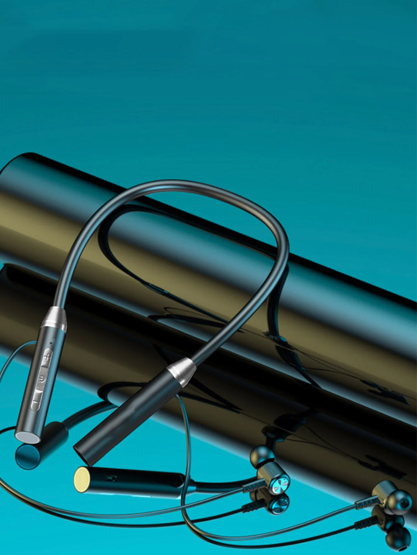 Auriculares inalámbricos magnéticos para el cuello, auriculares inalámbricos estéreo intrauditivos HD, auriculares para correr con Mike, batería de larga duración - imagen 4