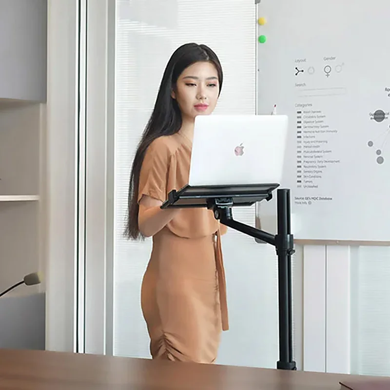 Soporte de suelo multifunción para ordenador UP-9L para ordenador portátil/tableta/soporte para teléfono altura/ángulo ajustable con rueda de aluminio