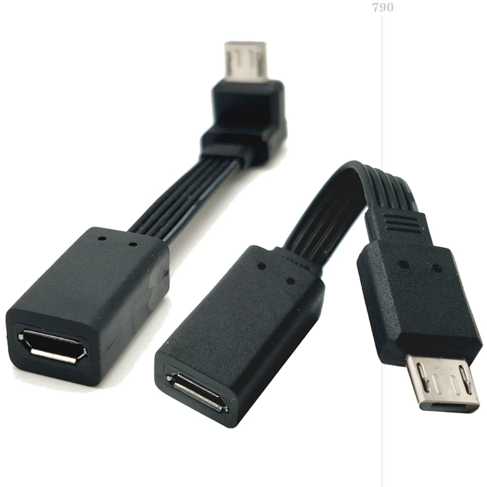 90 °   Adaptador de enchufe de expansión M a F macho y hembra de 5 pines Micro USB 2,0 de ángulo izquierdo y derecho Cable de datos de enchufe largo - imagen 2