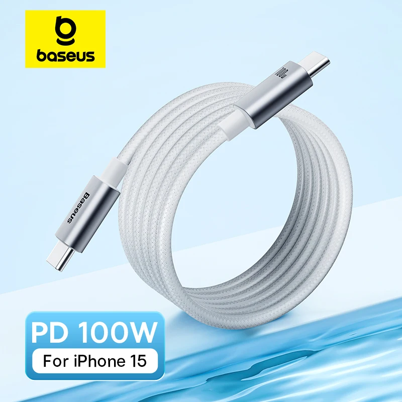 Cable Baseus USB C de 100W para MacBook iPad Cable de cargador rápido para iPhone 15 Plus Pro Max tipo C para Xiaomi Samsung - imagen 2