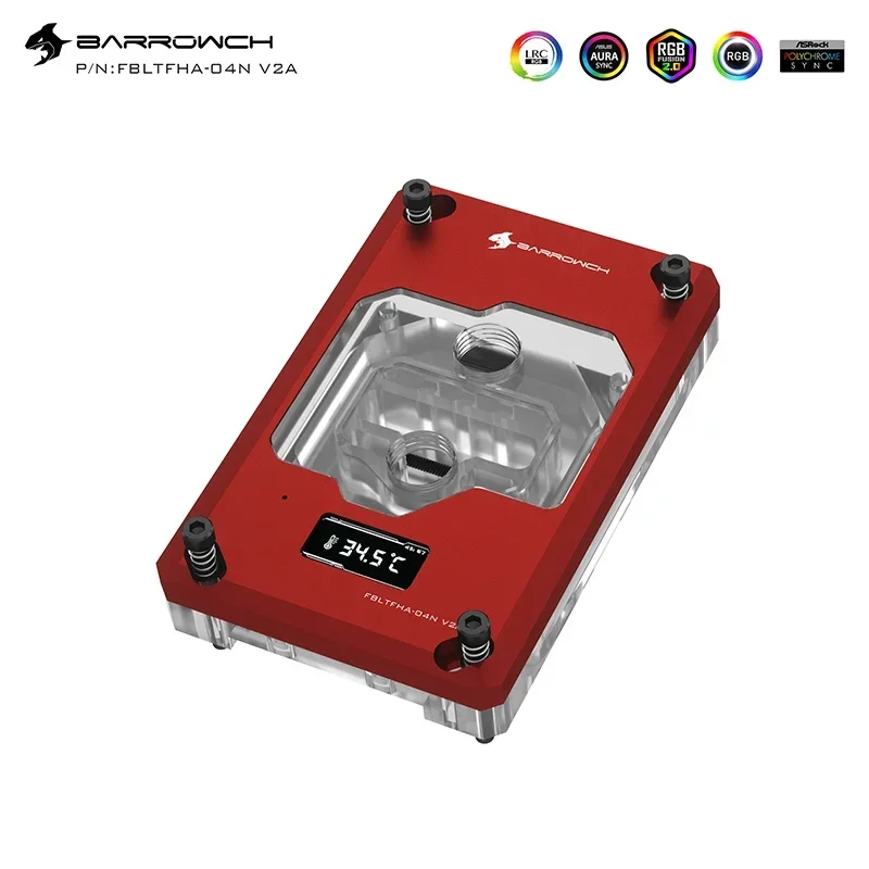Barrowch CPU bloque de agua pantalla Digital TFT para AMD RYZEN AM4 AM3 + FM + plataforma 5V 3 pines soporte M/B AURA SYNC FBLTFHA-04N V2A - imagen 3