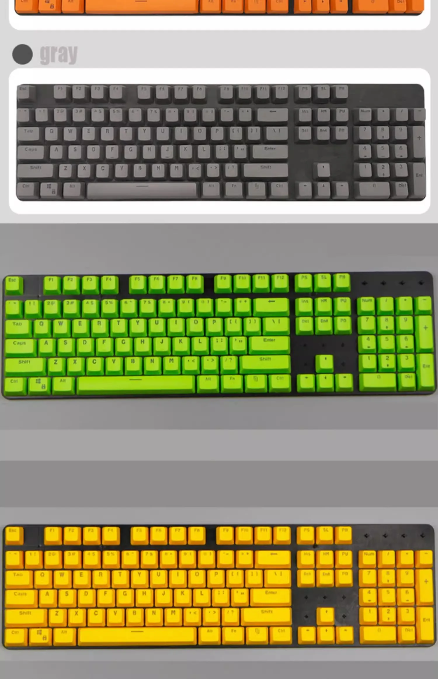 Tapa de teclado mecánico 104 teclas, transmisión de caracteres, altura OEM PBT, color sólido, negro/azul/rosa/verde/amarillo/blanco - imagen 4
