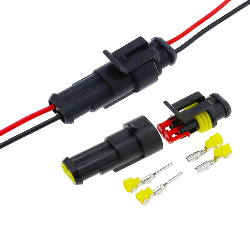 Kit de 2-5 juegos de 2 pines, 1/2/3/4/5/6 pines Way AMP, enchufe súper sellado a prueba de agua para conector impermeable de coche con cables, sin cables - imagen 3