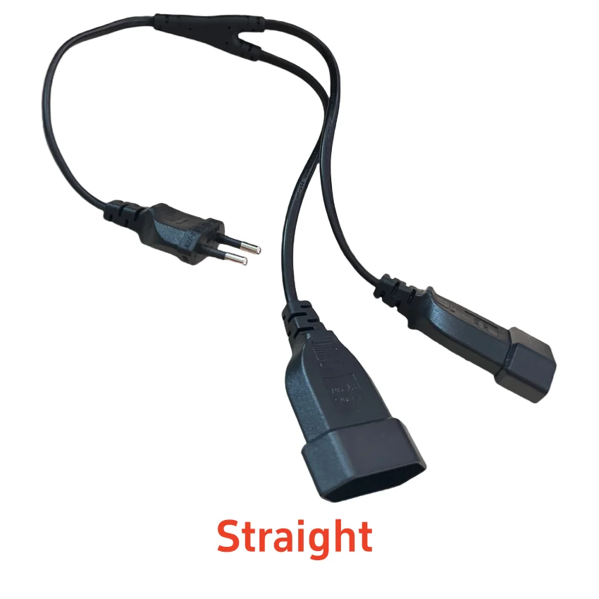1 unidad CEE7/16 EU 2 clavijas macho a hembra salida dual, cable de extensión de salida de 2 vías Cable divisor de corriente europeo M/F. - imagen 3