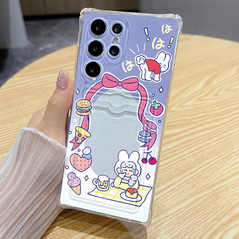Funda de teléfono con tarjetero de dibujos animados para Samsung S25 Ultra Galaxy S24 FE S23 S22 Plus A05 A05s, fundas transparentes suaves de TPU a prueba de golpes - imagen 3