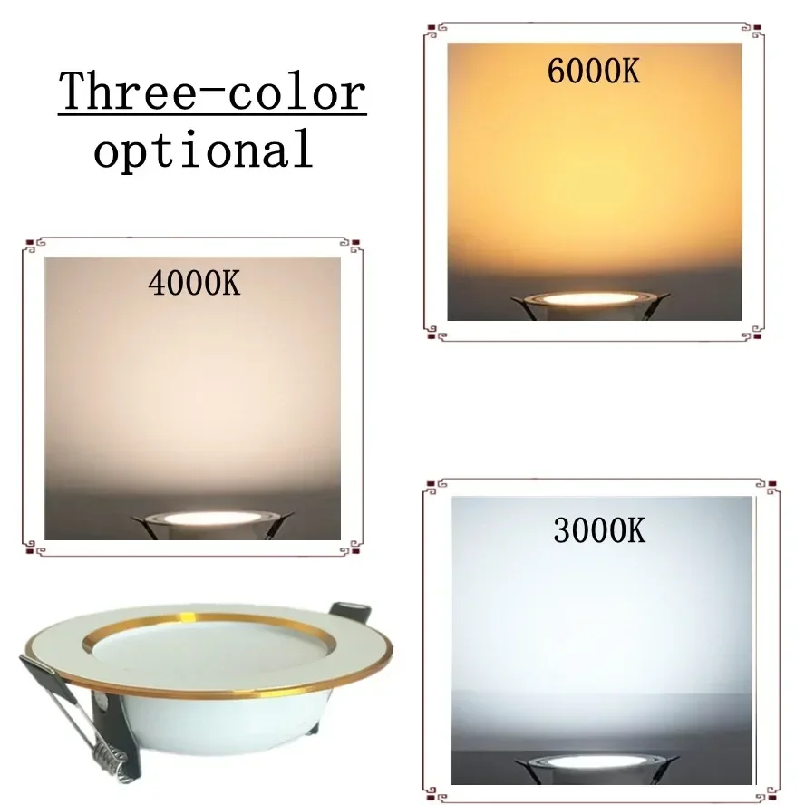 Lámpara de techo LED redonda empotrada de aluminio, Panel de luces de iluminación interior, blanco cálido/frío, 20W, 18W, 15W, 12W, 110V, 220V - imagen 2