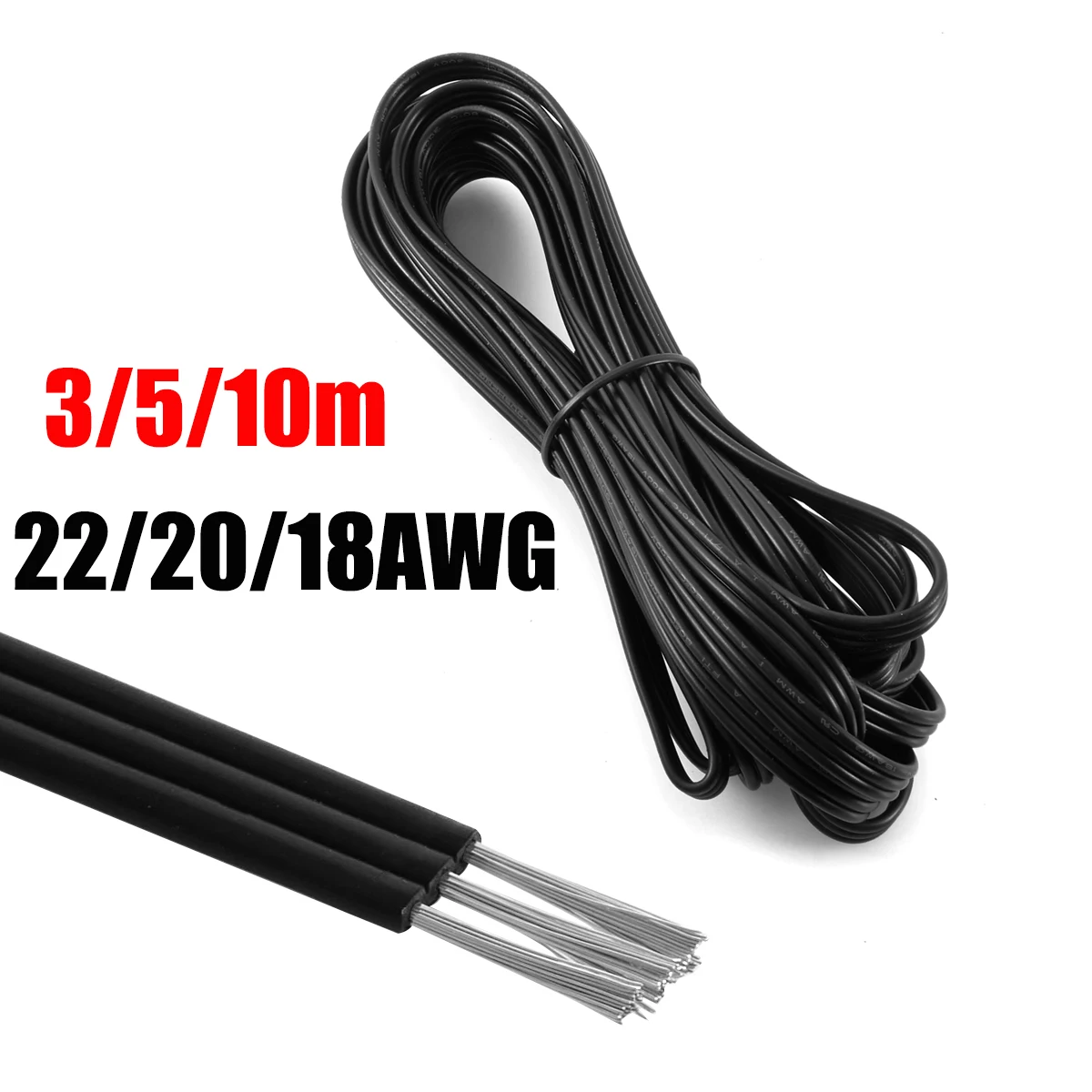 Cable de extensión LED 18 20 22 AWG, Cable eléctrico Flexible de 3 pines 12V para tira de luces LED WS2812B WS2811, conector SM JST de píxeles - imagen 2