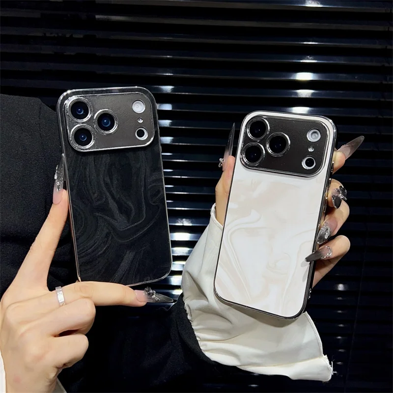 Funda de teléfono con revestimiento de textura ondulada Simple de lujo para Apple iPhone 17 16 15 14 13 Pro Max lente de cámara protectora a prueba de golpes - imagen 4